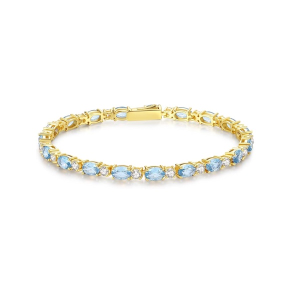 14k Gemstone and Diamond Tennis Bracelet - Picture 7 of 17